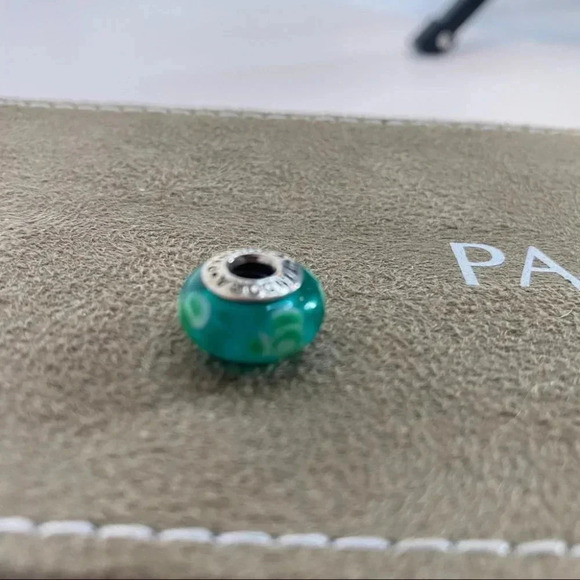 Pandora Jewelry Turquoise Flower Glass Charm - Picture 3 of 8
